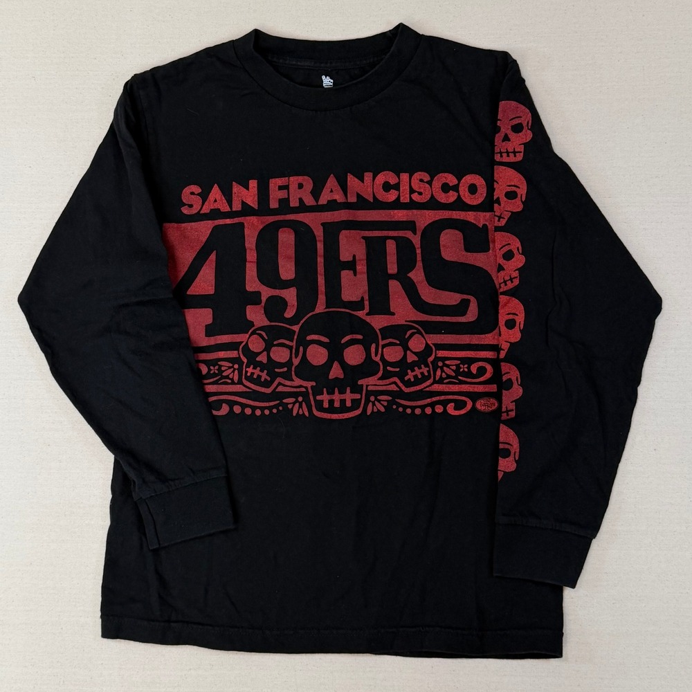 Junk Food San Francisco 49ers Long Sleeve Shirt Sugar Skull Black Red Small
